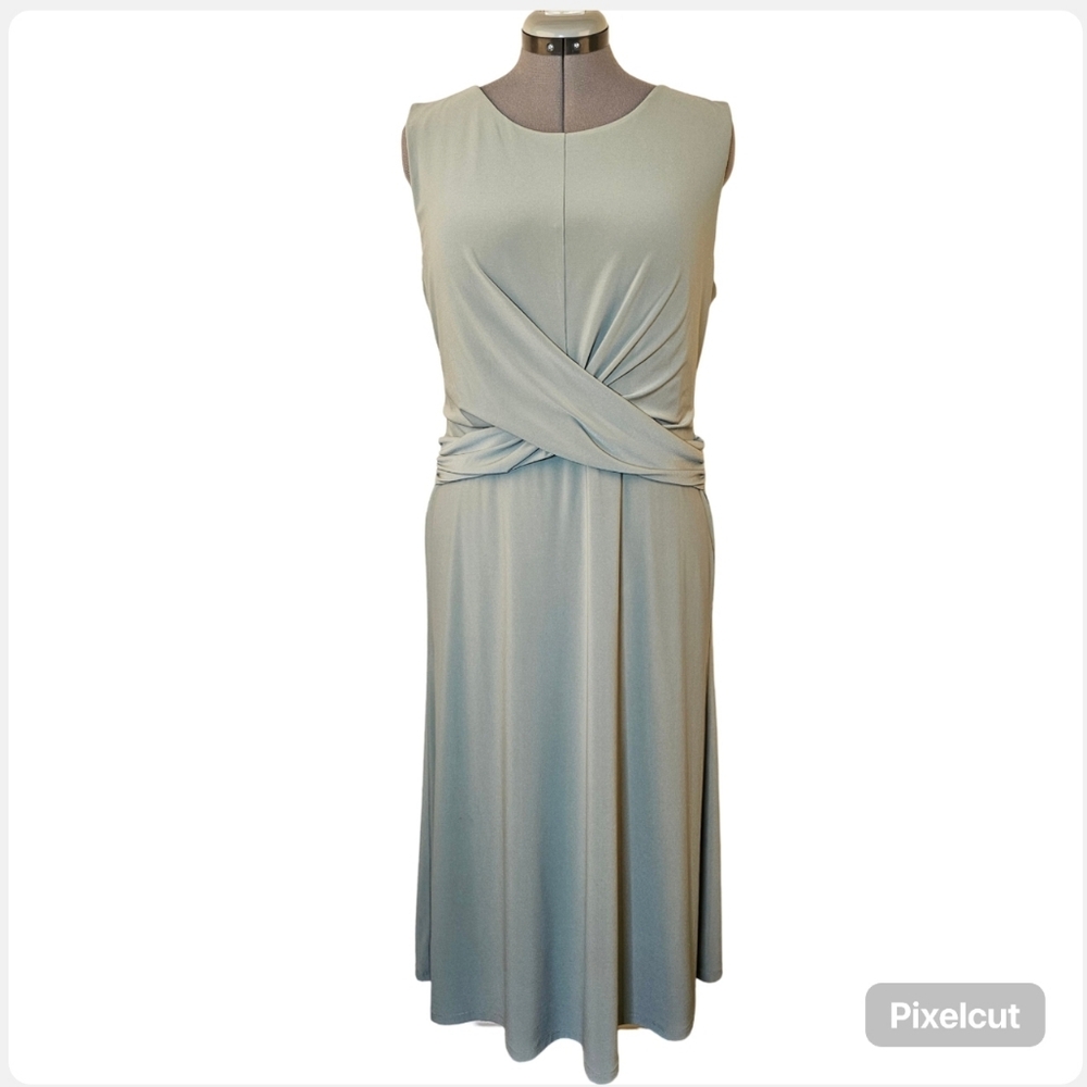 Ralph Lauren Sage Sleeveless A-line Jersey Midi Dress Size 14 US